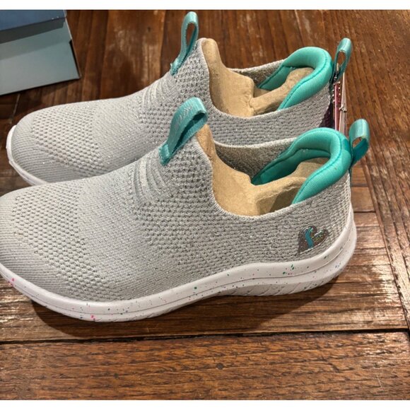 Kids' Skechers Air-Cooled Memory Foam Slip-On Shoes Sparkly Gray Size 13 - Picture 8 of 11